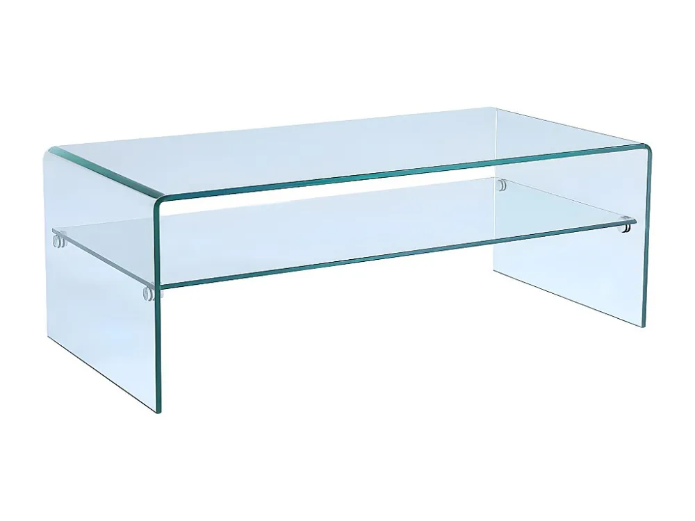 Salontafel STILEOS - Dubbele plaat - Gebogen gehard glas