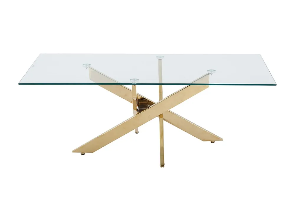 Salontafel van gehard glas en goudkleurig metaal - Transparant - COSIMA