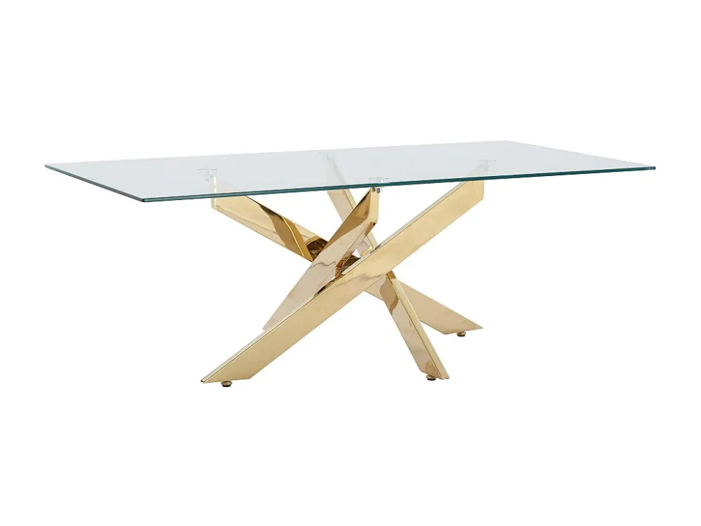 Salontafel van gehard glas en goudkleurig metaal - Transparant - COSIMA