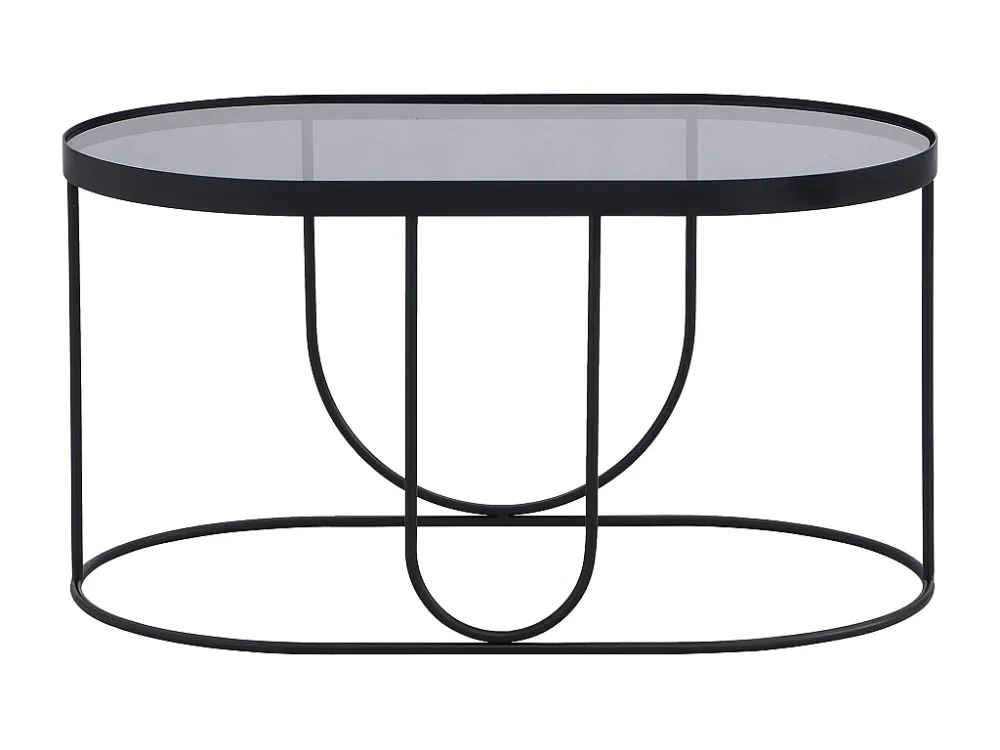 Salontafel van metaal en gerookt glas - Zwart en transparant - PRETORIA