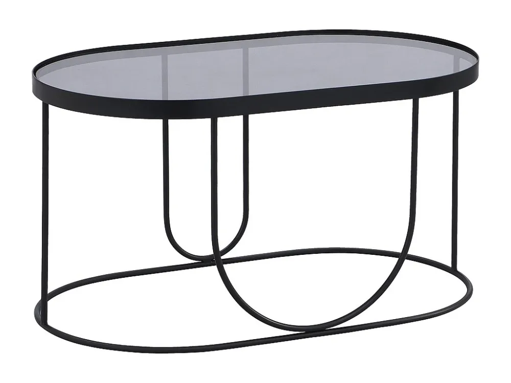 Salontafel van metaal en gerookt glas - Zwart en transparant - PRETORIA