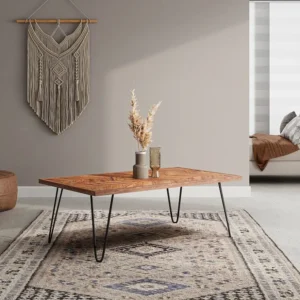 Salontafel van Sheeshamhout en Metaal - Natuurlijk en zwart - CARANA