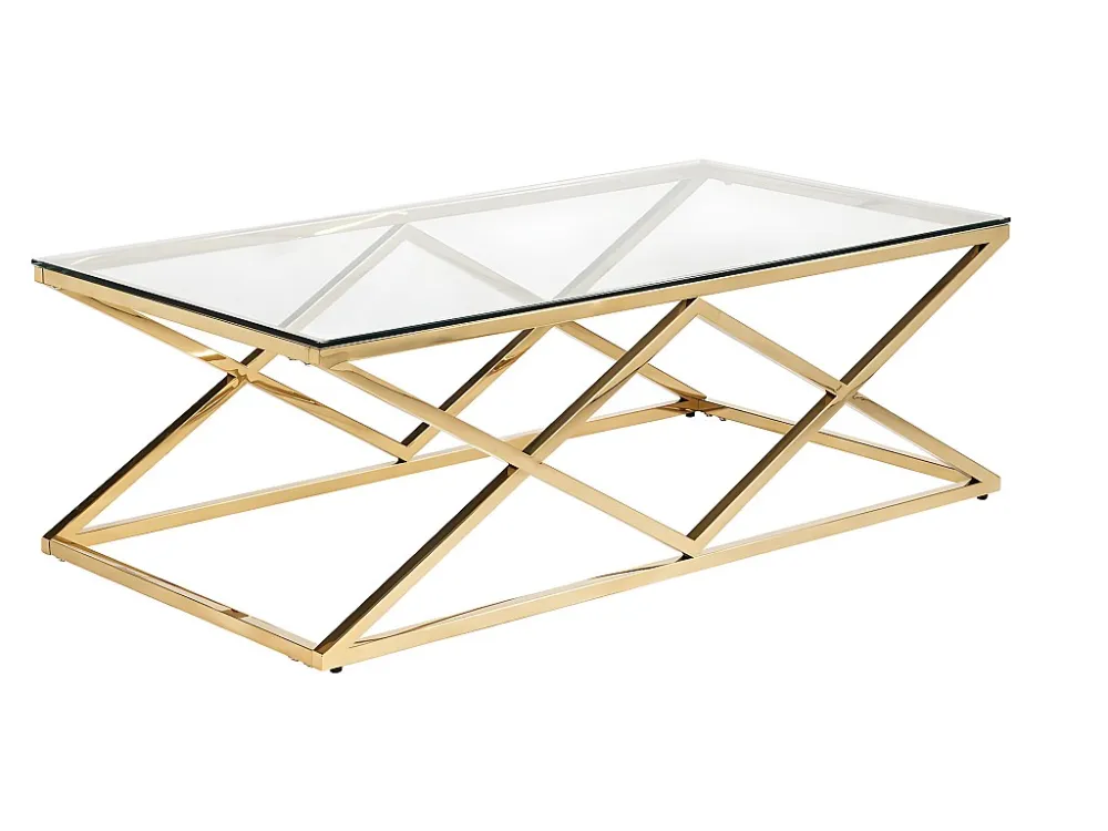 Set goudkleurige salontafel CHARLOTTE en blauw, mostergeel en grijs tapijt CAMDEN