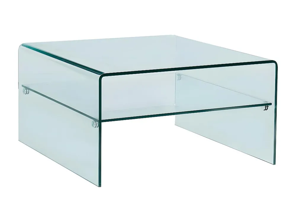 Vierkante salontafel STILEOS - Dubbel tafelblad - Gehard glas
