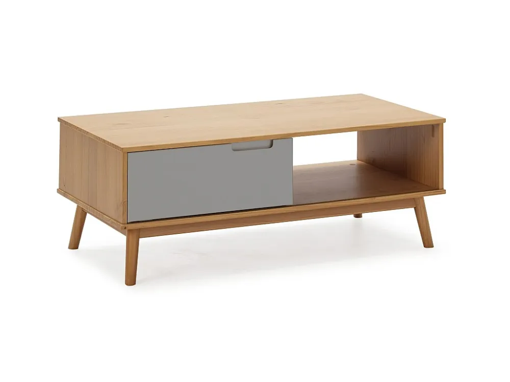 Salontafel Bruce met 1 schuifdeur en 1 open vak, massief hout VS Venta-stock