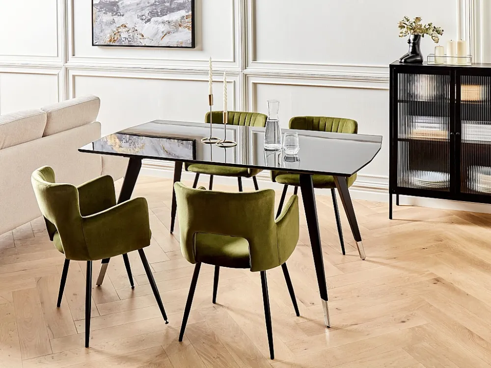 Eettafel MDF zwart 160 x 90 cm MOSSLE BELIANI
