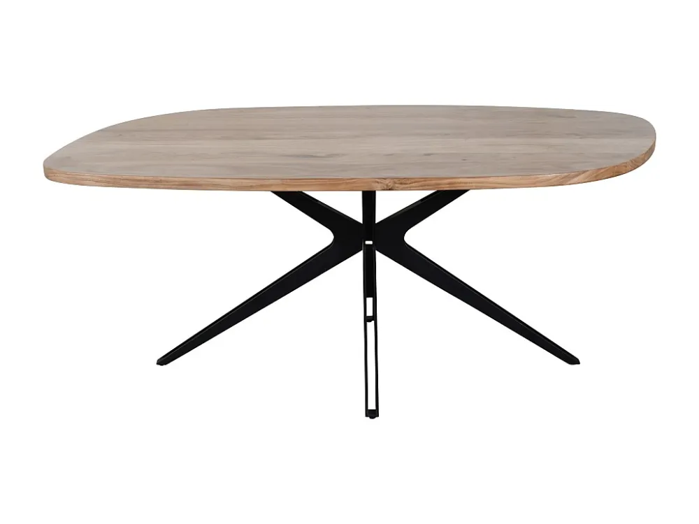 Eettafel 8 personen acaciahout en metaal - Houtlook en zwart - LIVIANI