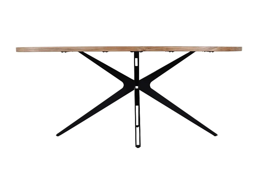 Eettafel 8 personen acaciahout en metaal - Houtlook en zwart - LIVIANI