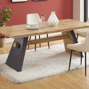 Eettafel 8 personen mdf - Houtlook en antraciet - MILATU - Koop nu goedkoop online