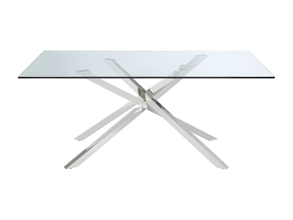 Eettafel GLENDA - Gehard glas en poten van staal GLENDA