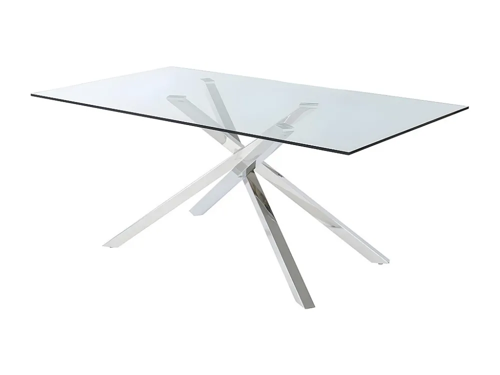 Eettafel GLENDA - Gehard glas en poten van staal GLENDA