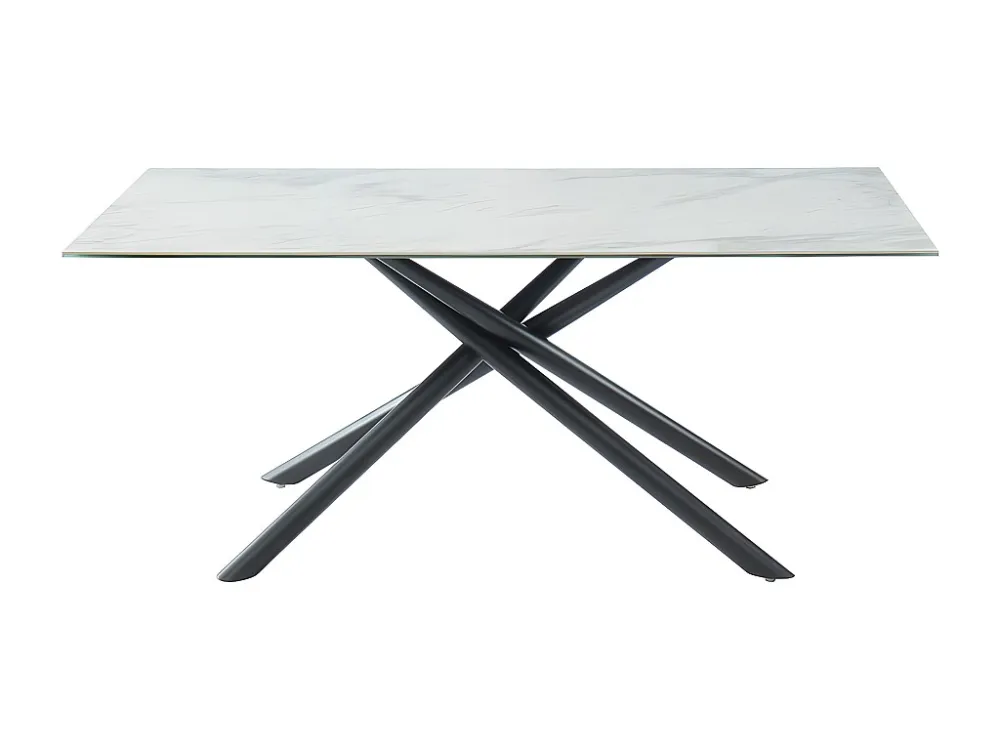 Eettafel -Keramiek, Gehard Glas en Metaal - Wit marmeren effect. SORRENTE