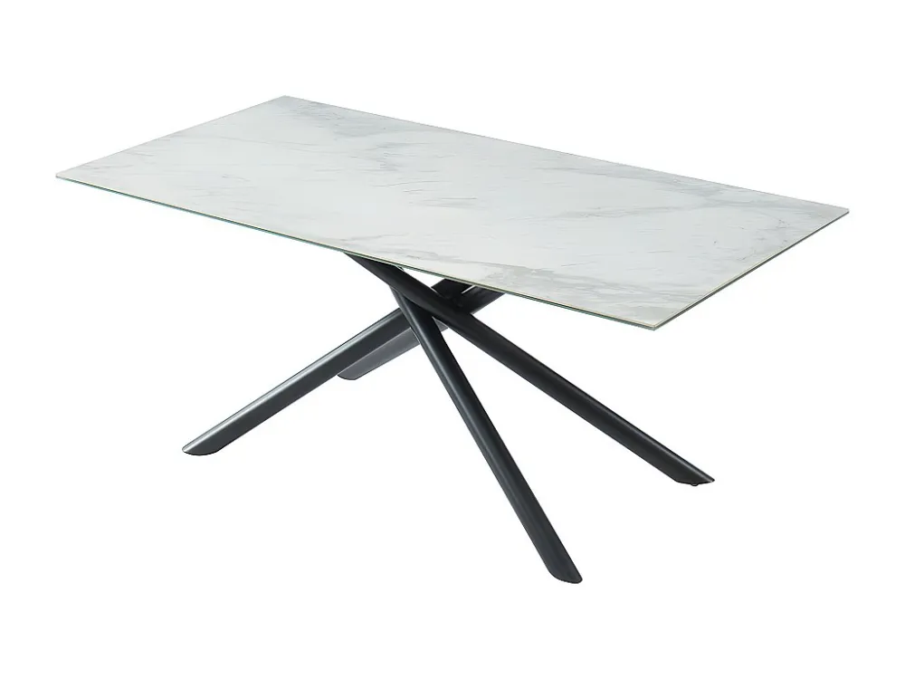 Eettafel -Keramiek, Gehard Glas en Metaal - Wit marmeren effect. SORRENTE