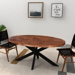 Eettafel KUMAR - 6 personen - Gelakt mangohout en zwart metaal - Koop nu online