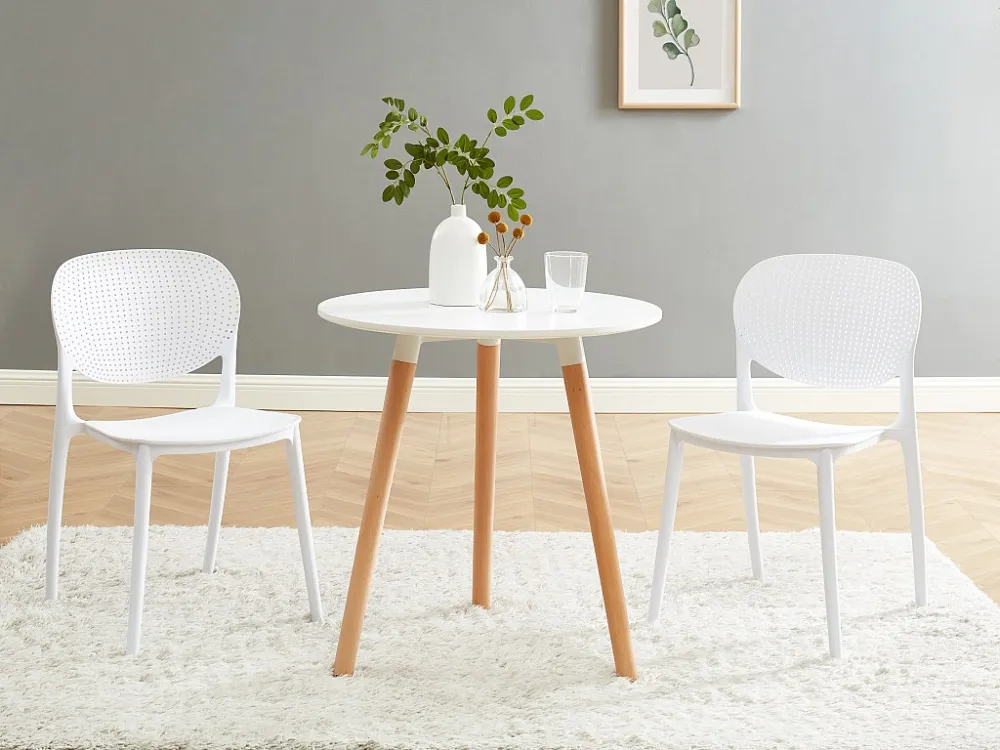 Eettafel met 2 plaatsen MDF en beukenhout - Wit - ROLENA - Koop nu goedkoop online
