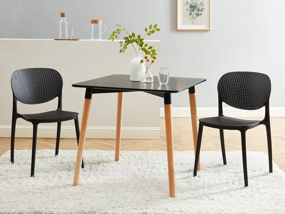 Eettafel met 2 plaatsen MDF en beukenhout - Zwart - CARISELA - Koop nu goedkoop online