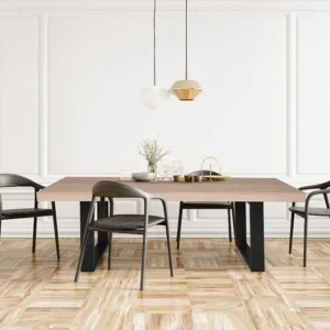 Eettafel 8 plaatsen - Kleur: naturel en zwart - NADIEGE - Koop nu eenvoudig online