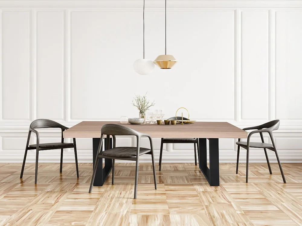 Eettafel 8 plaatsen - Kleur: naturel en zwart - NADIEGE - Koop nu eenvoudig online