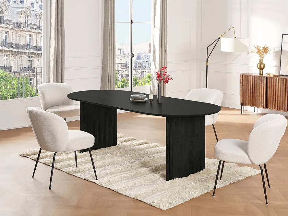 Eettafel 8 plaatsen van mangohout - Zwart - BALIMELA