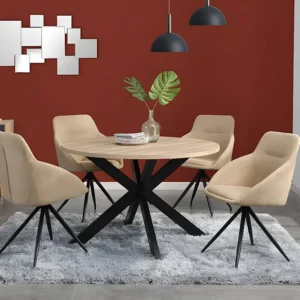 Eettafel TILKI - 4 personen - Mdf en metaal - Eiken en zwart - Koop nu eenvoudig online