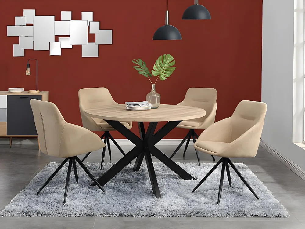 Eettafel TILKI - 4 personen - Mdf en metaal - Eiken en zwart - Koop nu eenvoudig online