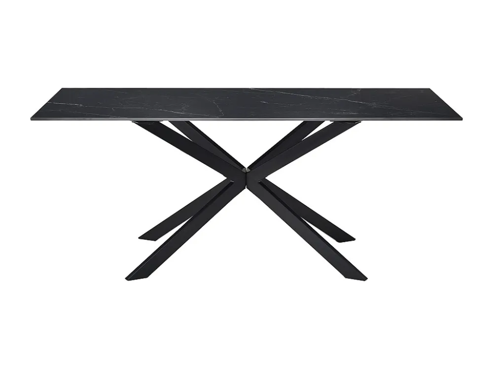 Eettafel voor 6 personen van mdf - Zwart marmereffect - SILARI