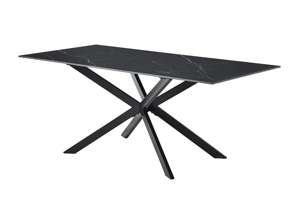 Eettafel voor 6 personen van mdf - Zwart marmereffect - SILARI