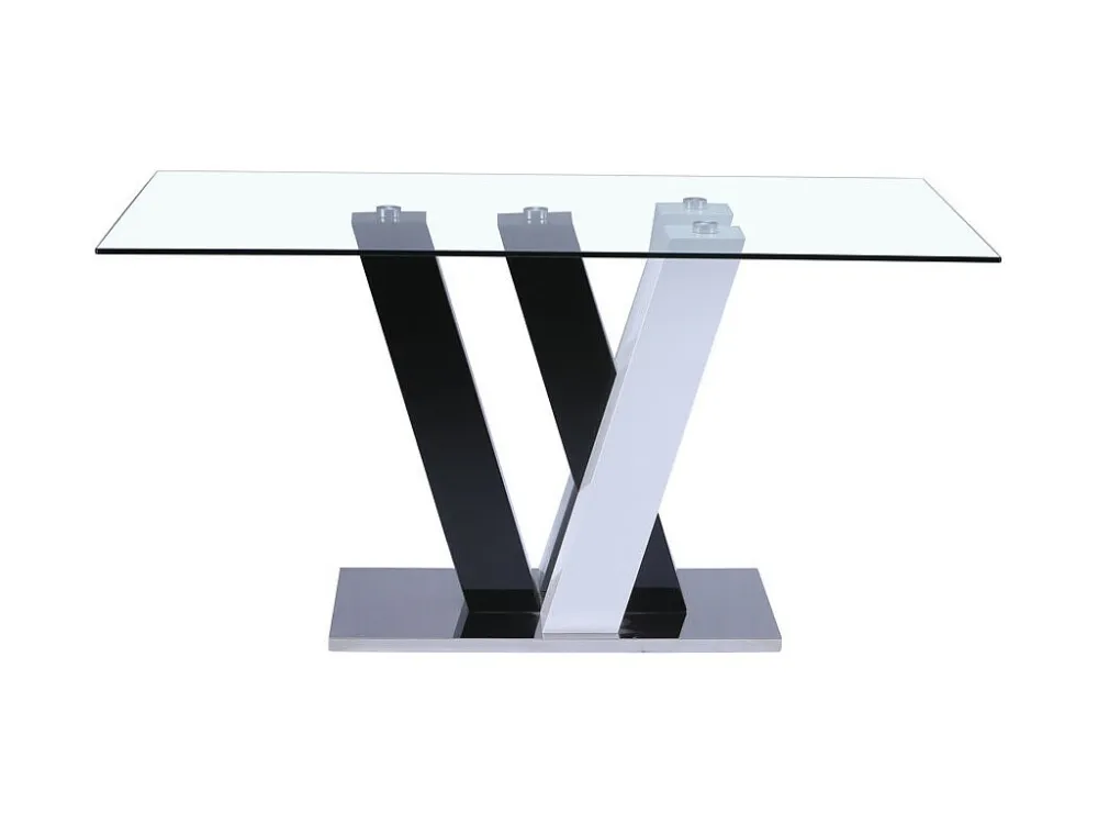 Eettafel WINCH - 6 personen - Gehard glas - Zwart & Wit