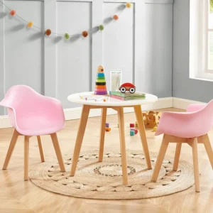 Kindertafel van mdf en beuken - Wit en naturel - LOULOUNE