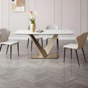 Eettafel 6 plaatsen van keramiek en metaal - Wit - PORELIMA van MORABITO Maison Céphy