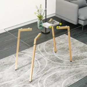 Eenvoudige moderne rechthoekige glazen eettafel voor 4-6 personen, 0,31" dik gehard glazen blad voor keuken, eetkamer...