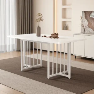 Moderne eettafel voor 4 tot 6 couverts - 158 x 76 x 75 cm - Spaanplaat - Wit Merax