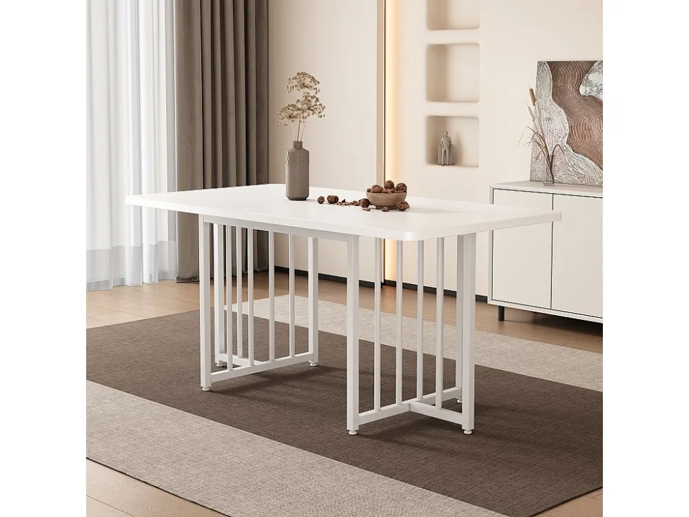 Moderne eettafel voor 4 tot 6 couverts - 158 x 76 x 75 cm - Spaanplaat - Wit Merax