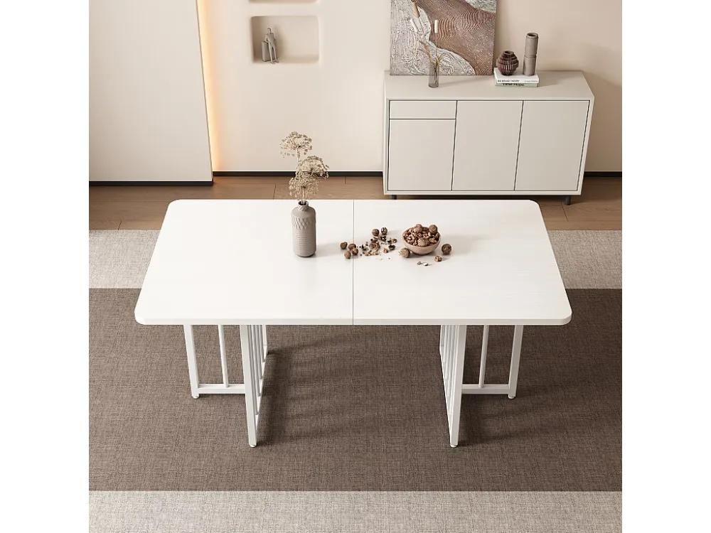 Moderne eettafel voor 4 tot 6 couverts - 158 x 76 x 75 cm - Spaanplaat - Wit Merax