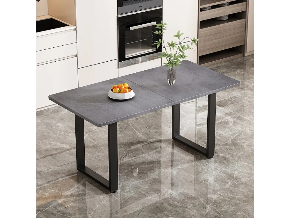 Rechthoekige eettafel voor 4 tot 6 couverts - L140xB70xH75cm - Spaanplaat - Grijs Merax