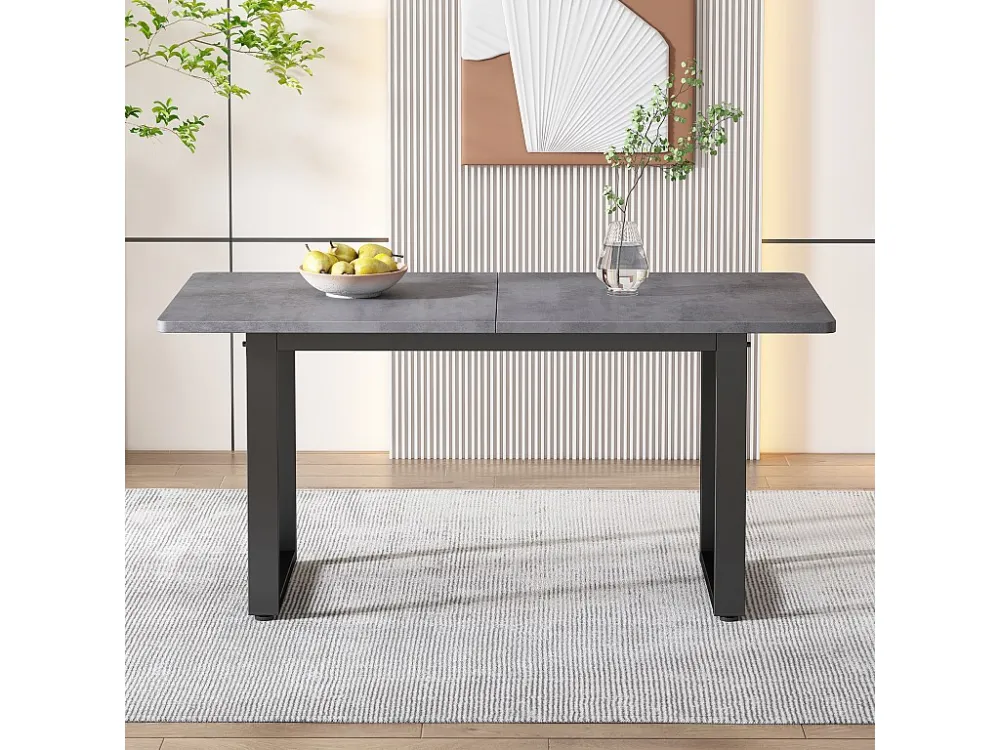 Rechthoekige eettafel voor 4 tot 6 couverts - L140xB70xH75cm - Spaanplaat - Grijs Merax