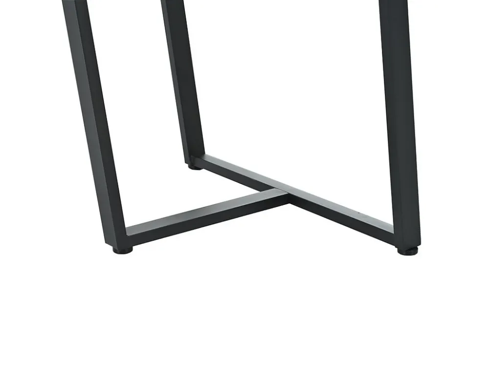 Eettafel 140x80 cm - metalen structuur - marmerpatroon fineer - Wit & Zwart ModernLuxe