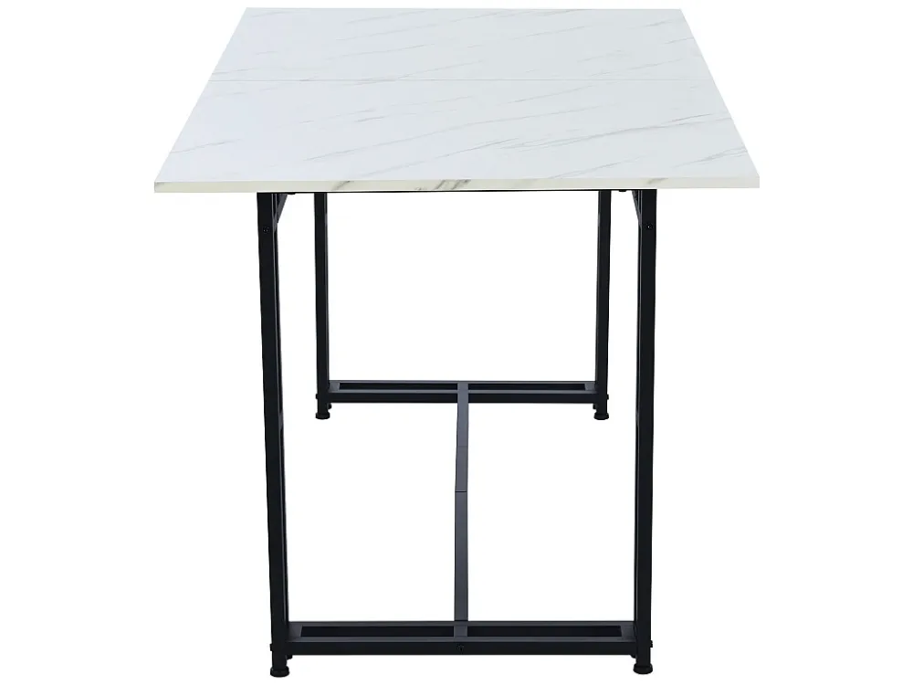 Eettafel - blad met marmereffect - zwarte metalen poten - 140x80cm ModernLuxe