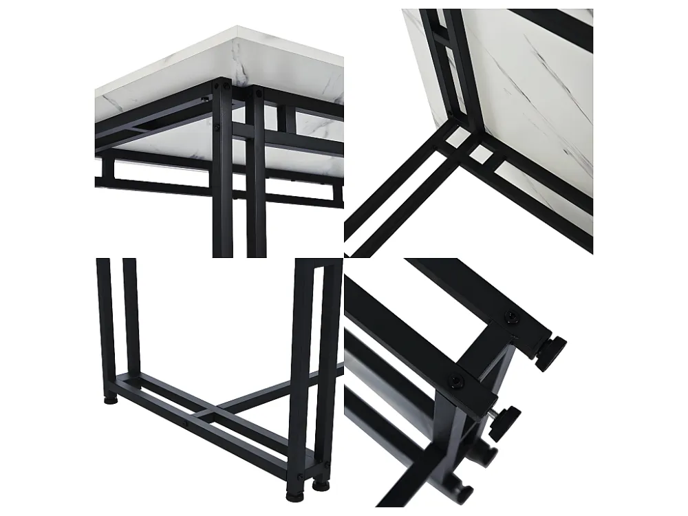 Eettafel - blad met marmereffect - zwarte metalen poten - 140x80cm ModernLuxe