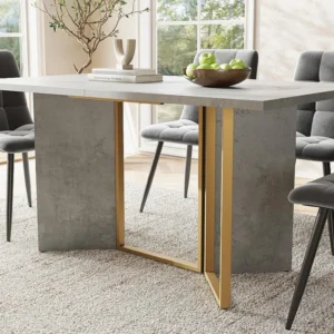 Eettafel - MDF blad en metalen poten - Grijs ModernLuxe