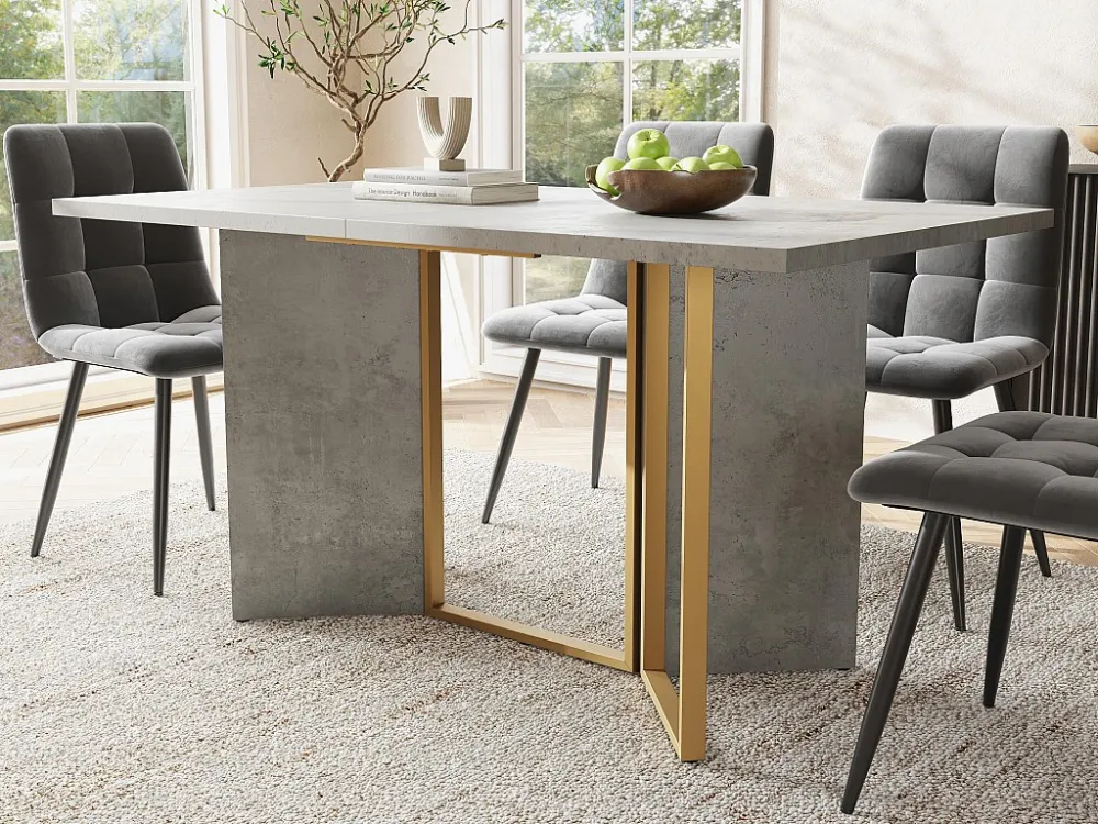 Eettafel - MDF blad en metalen poten - Grijs ModernLuxe