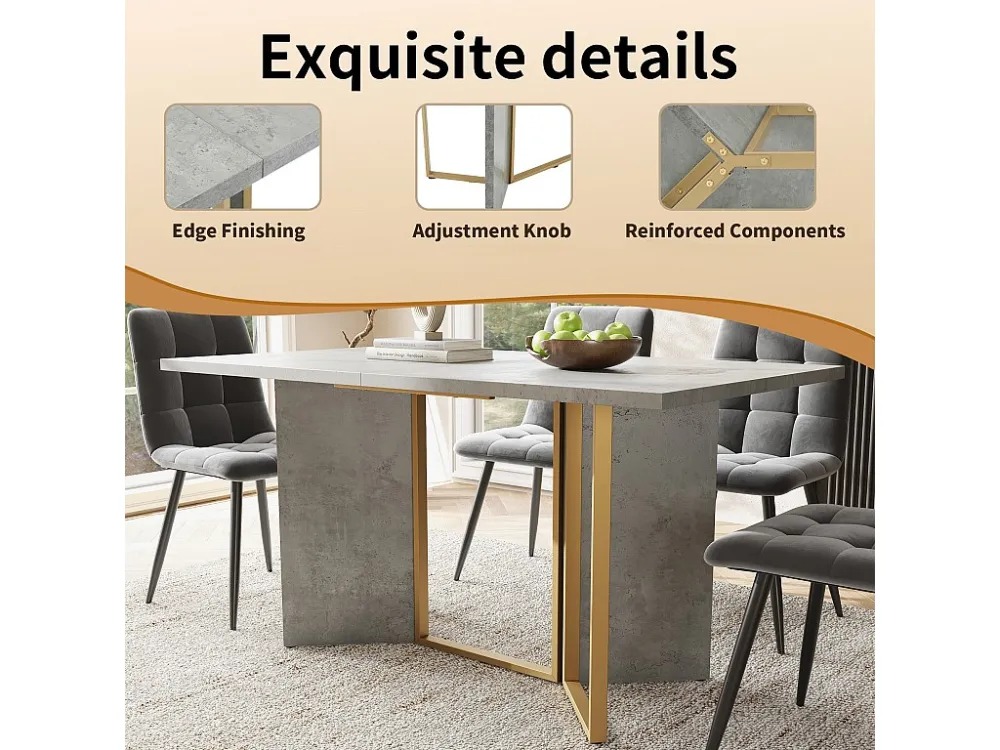 Eettafel - MDF blad en metalen poten - Grijs ModernLuxe