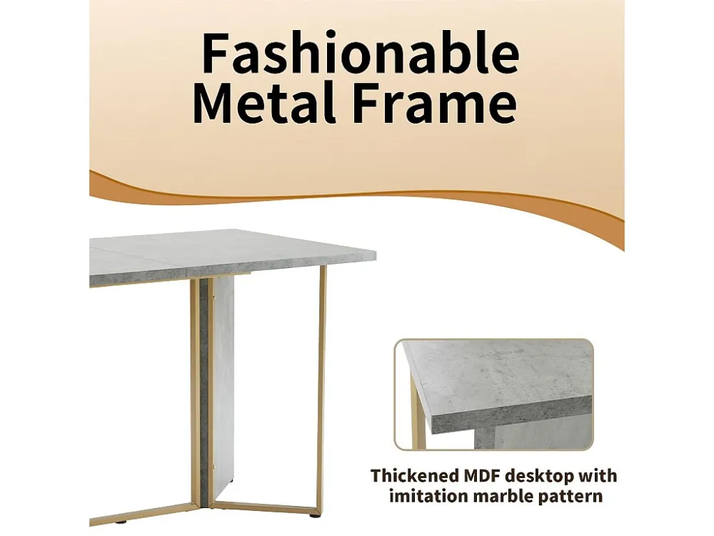 Eettafel - MDF blad en metalen poten - Grijs ModernLuxe