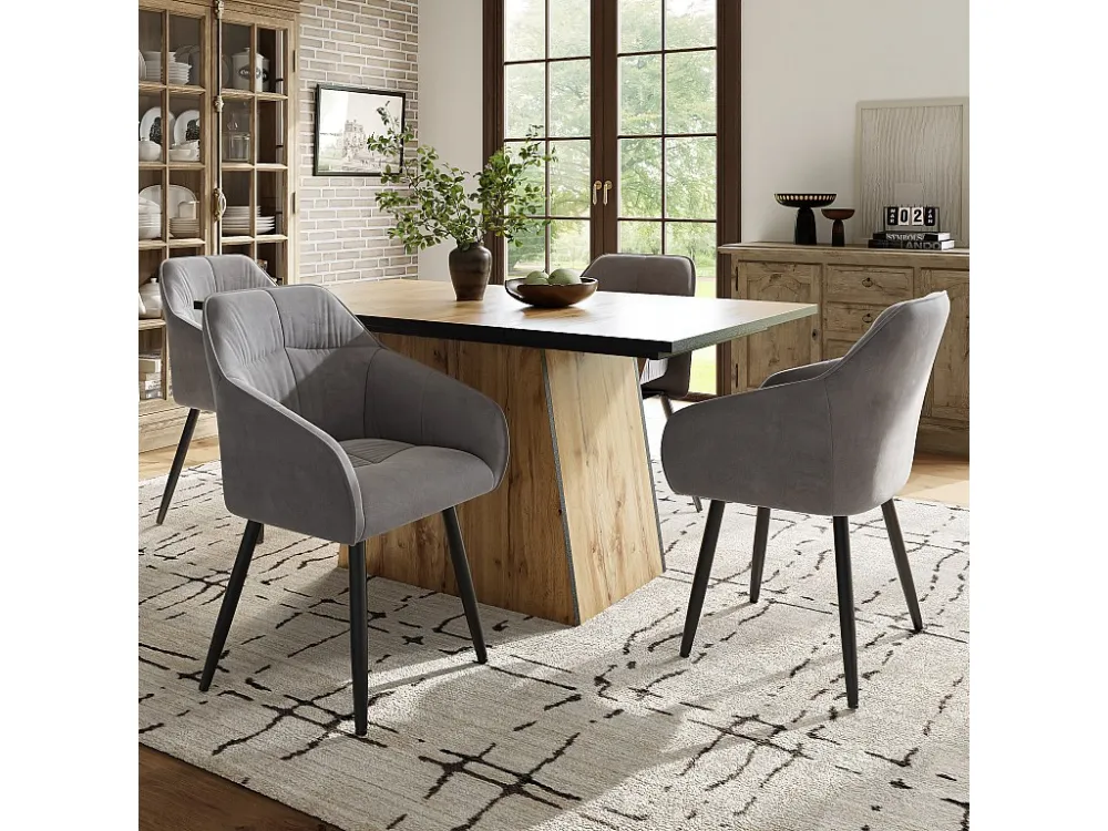 Eettafel voor 4 tot 6 personen MDF - houtnerfeffect - Lichtbruin ModernLuxe