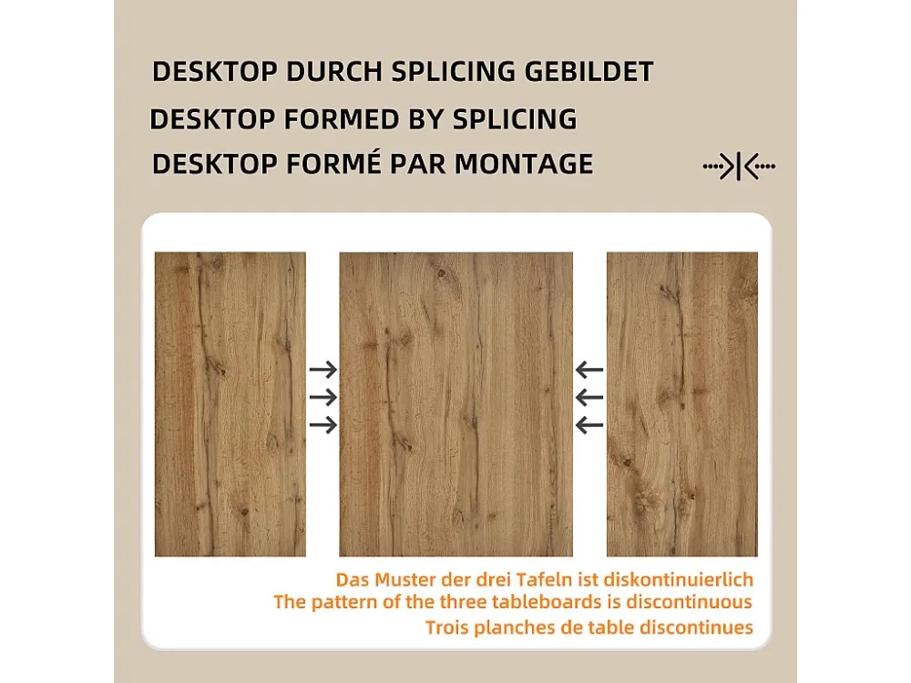 Eettafel voor 4 tot 6 personen MDF - houtnerfeffect - Lichtbruin ModernLuxe