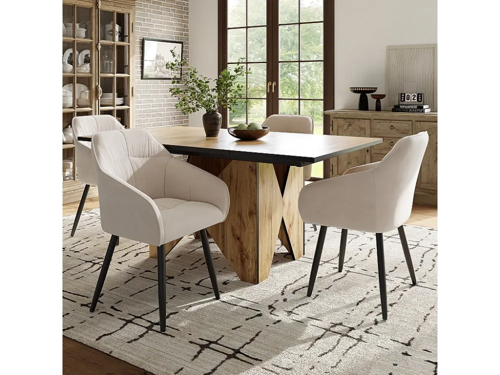 Eettafel voor 4 tot 6 personen MDF - houtnerfeffect - Lichtbruin ModernLuxe