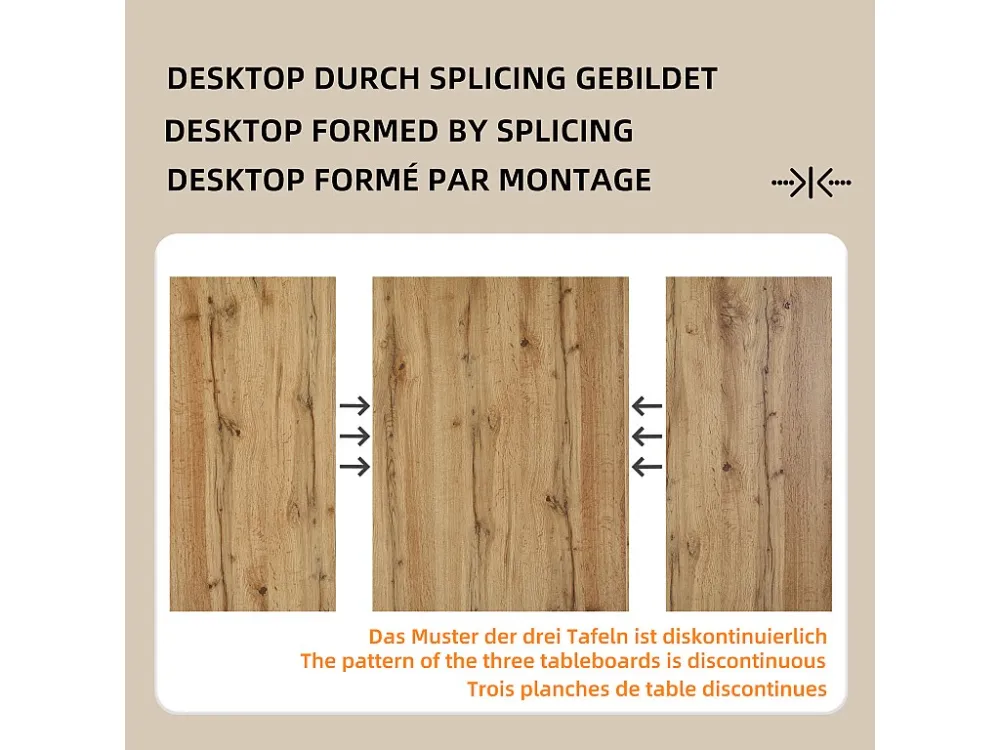 Eettafel voor 4 tot 6 personen MDF - houtnerfeffect - Lichtbruin ModernLuxe