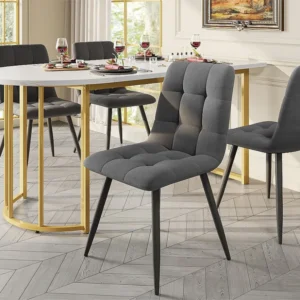Moderne eettafel – blad met marmerpatroon – metalen frame – wit en goud ModernLuxe