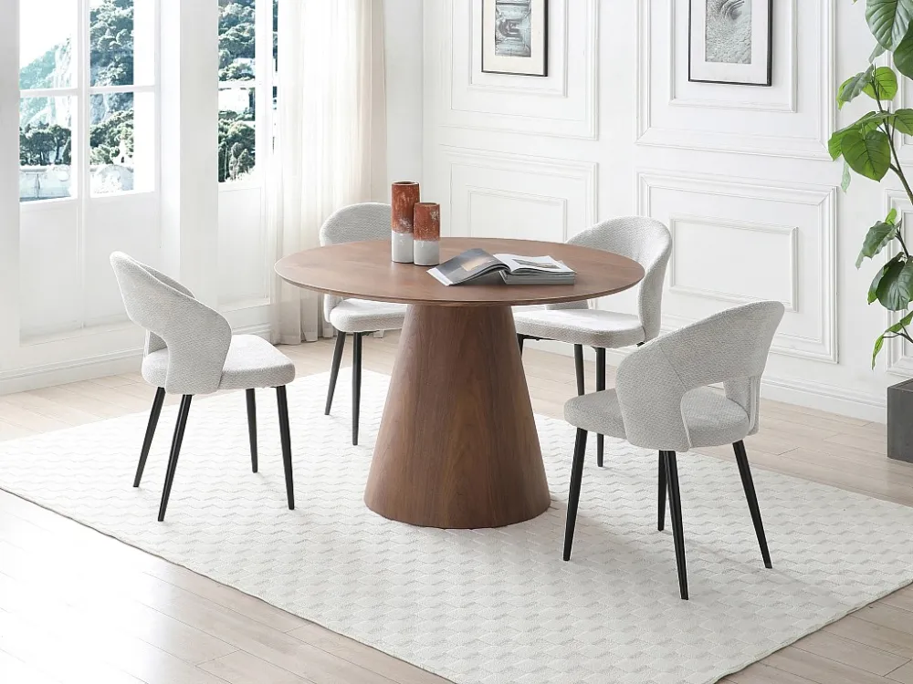 Ronde eettafel 4 plaatsen van mdf - Donker naturel - ANTALIZA