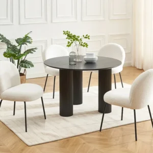 Ronde eettafel 4 plaatsen van mdf - Zwart - BURSANA